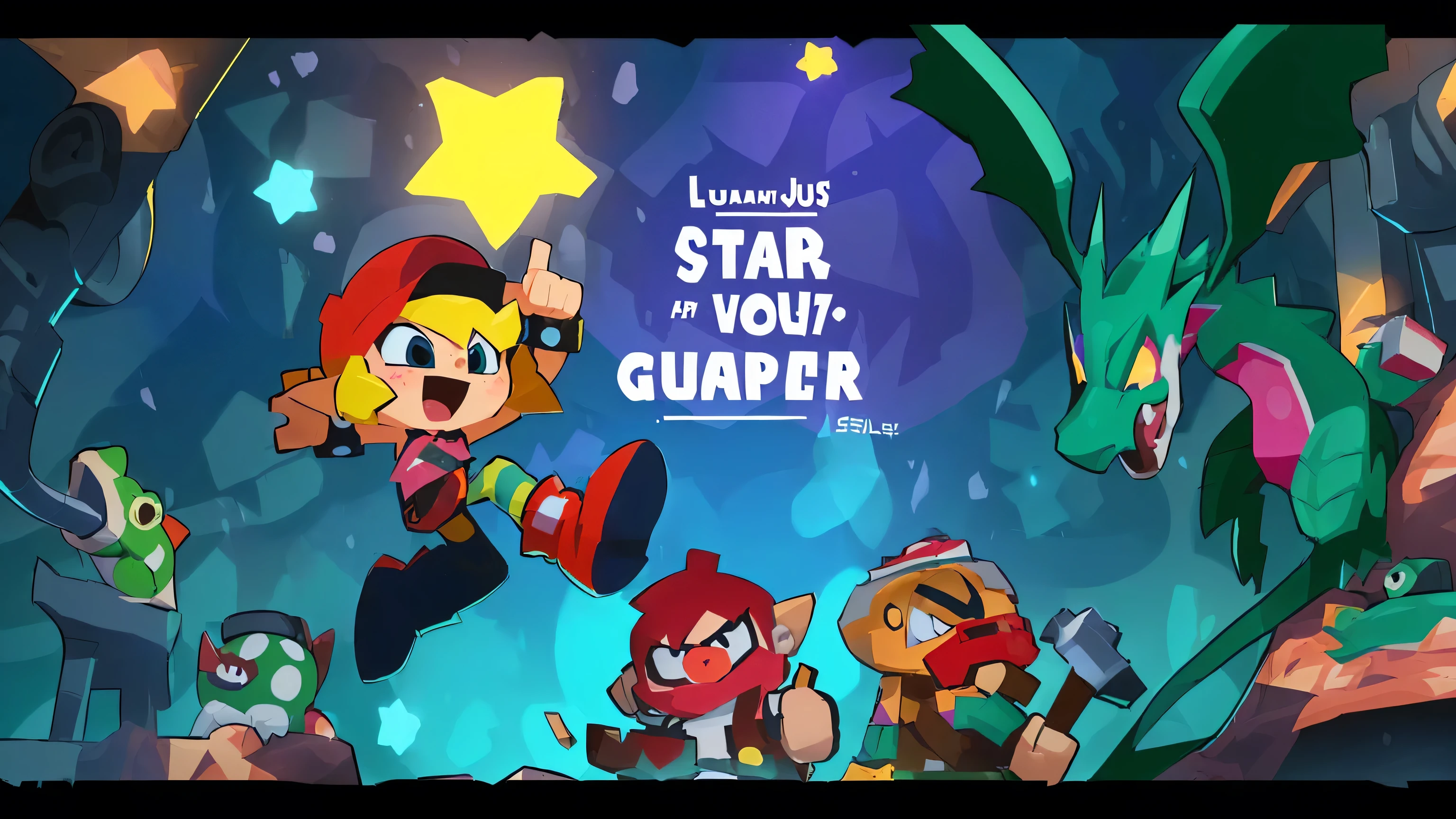 a close up of a cartoon character with a Star on his head, splash art brawlStars, Handsome, Star, Loading screen", Stars, Video game fan art, loading screen, Official Fanart, trailer, brawl Stars, Splash Art, The cover of a new video game, Oh yeah, 2D game fanart, Varguyart style, Propaganda Art, Lovely!