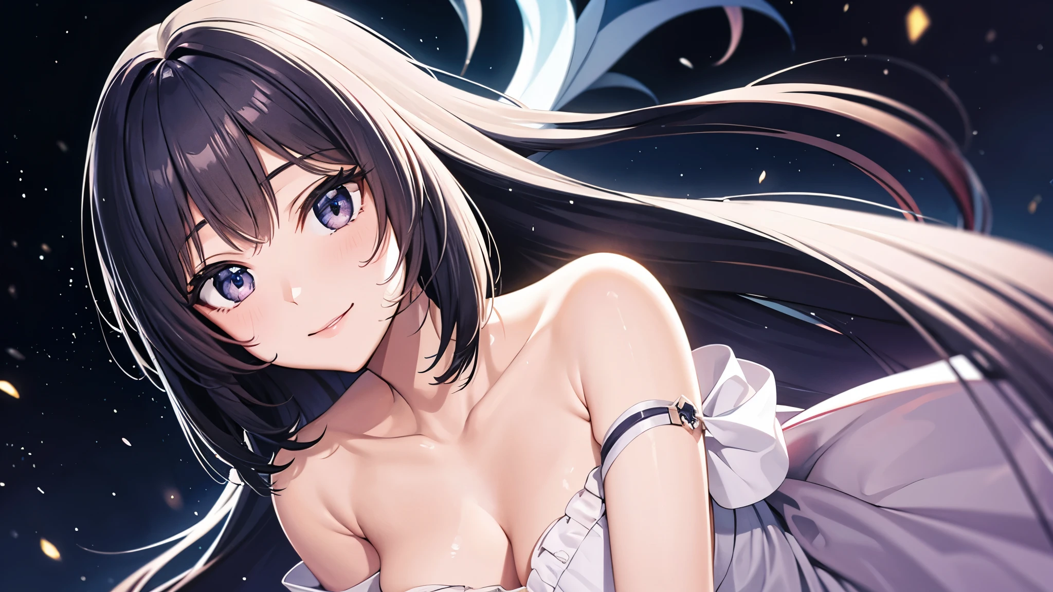 Two-dimensional characters、beautiful girl、smile、Night view