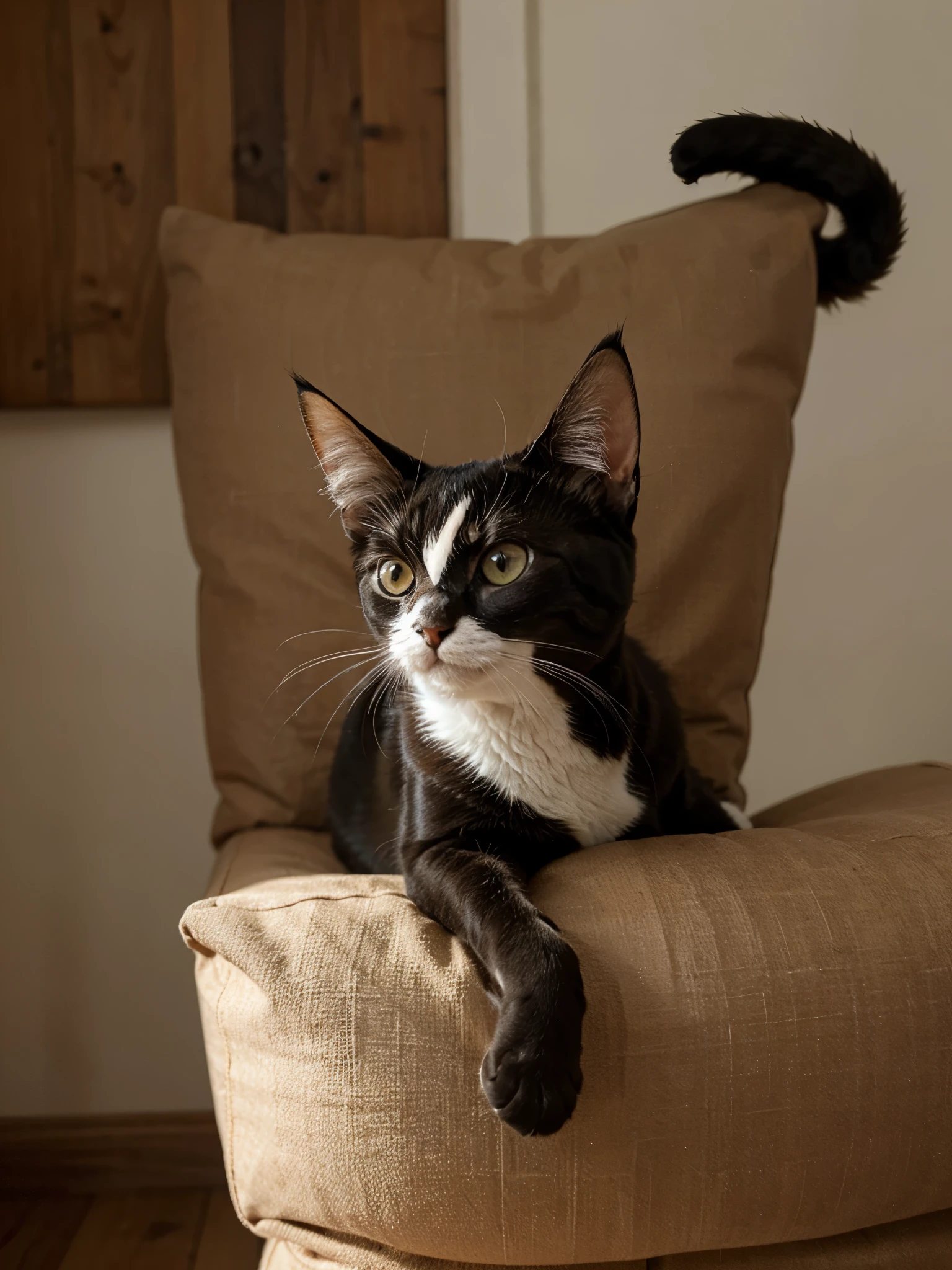 A cute and very funny looking cat