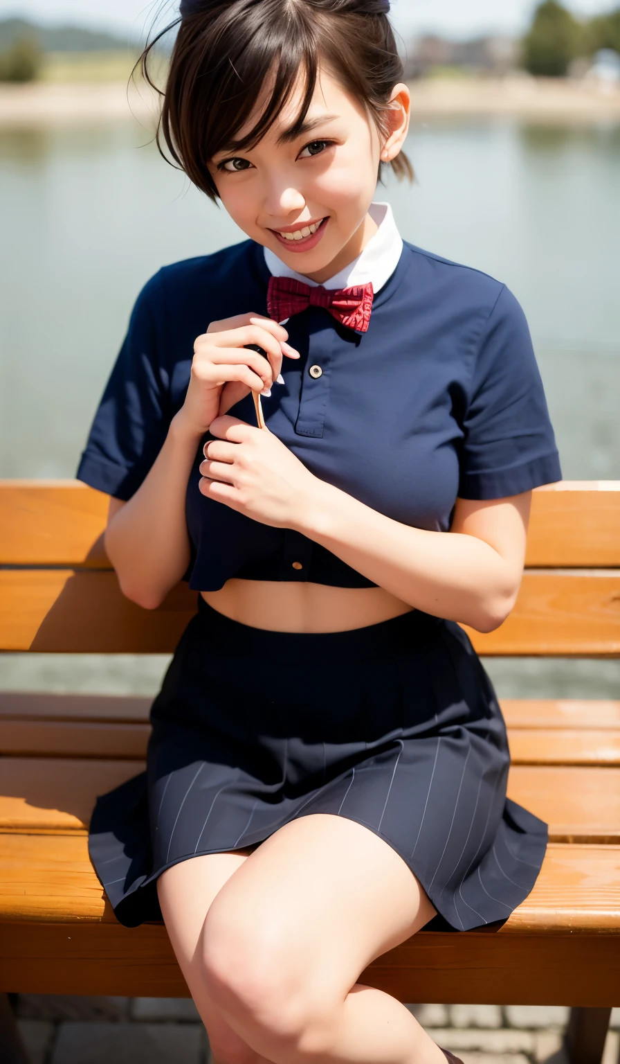 (8k, RAW Photos, highest quality, masterpiece:1.2), (Realistic, photo-Realistic:1.37), Very detailed,
1 girl,cute, alone,Beautifully detailed skies,night,Sitting,Date,(Red nose),(smile:1.1),(Mouth closed),Large Breasts, seductive smile, Wide opening, Professional Lighting, Sony A7R4, Zesse 50mm F1.8,
Medium chest,Beautiful fine details,(Collared shirt:1.1), bow tie,Pleated skirt,(short hair:1.2),Floating Hair,long legs