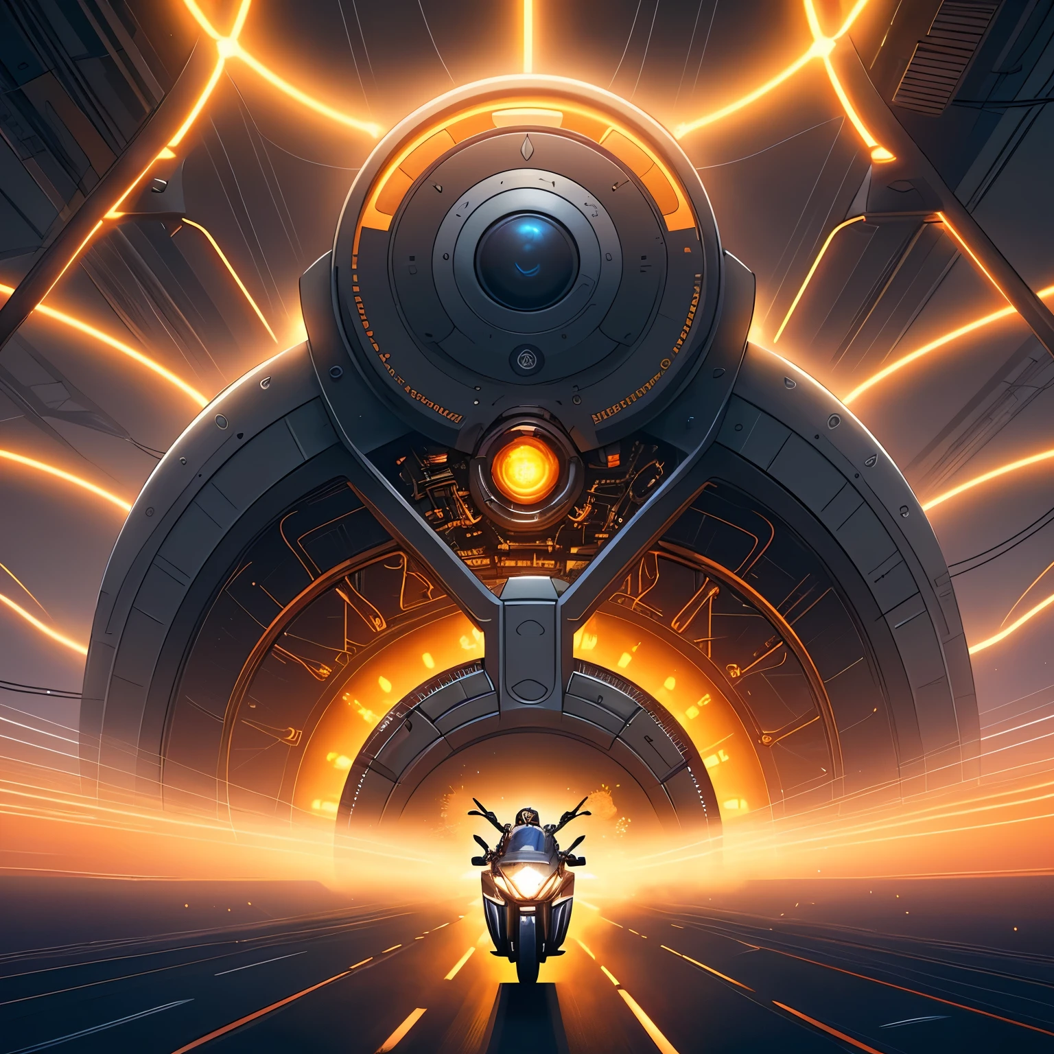 In the heart of a pioneering technological laboratory, a logo comes to life against the backdrop of a sleek, futuristic brain. The logo, a vibrant symbol of innovation and progress, pulsates with an energetic glow, synced in rhythm with the steadily ticking gears and engranajes within the cerebro's intricate network. The hum of atom-powered engines murmurs softly in the background, the air charged with the palpable sensation of advancement. The atmosphere is a rich tapestry of electric excitement and the quiet precision of machinery, framed by the warm, amber hues of ambient oliva lighting.
