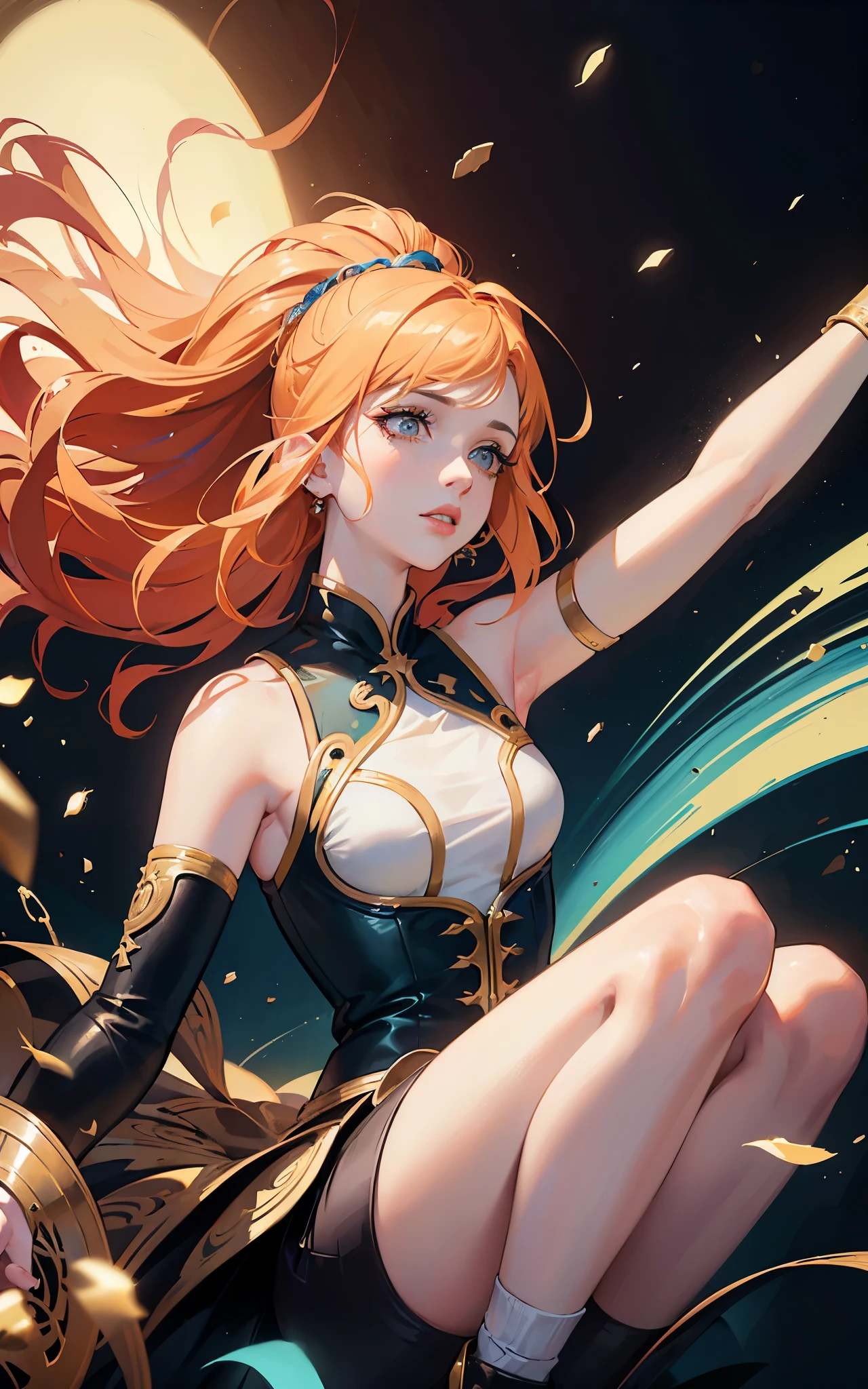 (Emily Rudd:Hayley Williams) best quality, masterpiece, (realistic:1.2), detailed face, beautiful eyes, (masterpiece, top quality, best quality, official art, beautiful and aesthetic:1.2), (1girl:1.4), extreme detailed, (Joshua Middleton comic cover art:1.1), (Action painting:1.2), (concretism:1.2), theater dance scene, (hypermaximalistic:1.5), colorful, highest detailed,