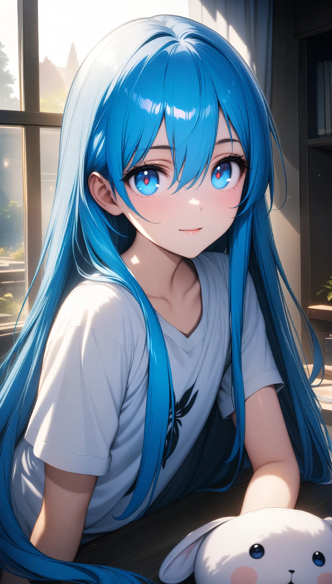 Unparalleled beauty, Shiny、Tightened、Glowing Skin, Bangs between the eyes, Shiny真っ直ぐな美しいプラチナブロンド, Super long straight silky hair, eyeliner, Sexy, beautiful and pure 14 year old, High resolution big beautiful bright blue eyes, beautiful and adorable girl, Baby Face, Short sleeve shirt, 32k, best quality, ultra high res, HDR, UHD, extremely detailed CG, unity 32k wallpaper,