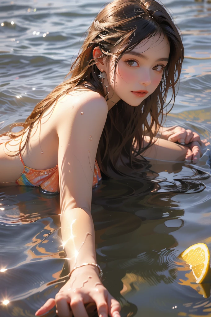 Best quality, masterpiece, ultra high res, (photorealistic:1.4), raw photo, (RAW photo, best quality), (realistic, photo-realistic:1.3), extremely delicate and beautiful, Amazing, finely detail, masterpiece, ultra-detailed, highres,best illustration, best shadow,intricate,depth of field, sharp focus, volumetric fog, 8k UHD, DSLR, high quality,( film grain:1.4),
1 Girl, white skin, long hair with slight curls, detailed beautiful big eyes, exquisite features, features details, (small breasts:1.2), futuristic fashion cool clothes, perfect body,
beautiful lighting, (rainbow_one:1.2), full body, (looking at viewer:1.2)
A girl in a light colored dress stood in a clear lake with a visible bottom. She smiled, her hands gently gliding in the water, causing ripples that shimmered with broken reflections in the sunlight.
The girl had bright eyes and long hair draped over her shoulders and the lake surface, blown by the breeze and brushing lightly over her cheeks.
Golden hour makes everything warm and romantic
a beautiful woman, golden hour, rim lighting, warm tones, sun flare, soft shadows, vibrant colors, hazy glow, painterly effect, dreamy atmosphere