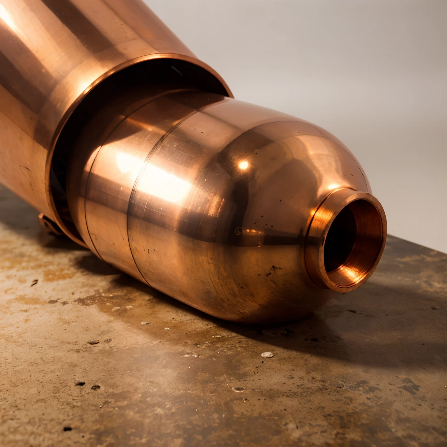 Copper tube of 12 mm outside diameter with 20 turns and cone angle of 10° inside a conical metal container
