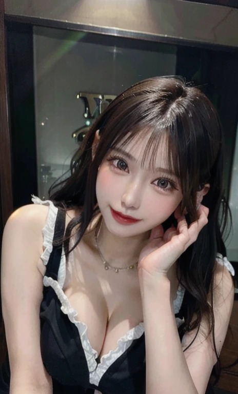 (Raw photo:1.2)、highest quality、Beautiful detailed girl、Hands on chest、From below、Twin tails、Brown Hair、Huge breasts、Deep cleavage outfit、smile、Highly detailed eyes and face、Beautiful fine details、Large file size、High resolution、8k wallpaper details、Highly detailed Ticker Uniform 8K Wallpaper、Light on the face、Cinema Lighting、20-year-old female、Sexy pose、(Photorealism:1.4)、figure、Super Detail、Masterpiece