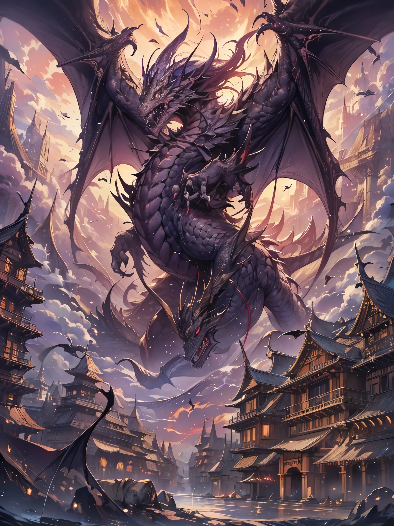 ((highest quality)),(Ultra-high resolution),(Very detailed),(Detailed Description),((The best CG)),(A masterpiece),Ultra-detailed art,Amazing drawing art,(Art with exquisite detail:1.5), spooky、Demon Dragon、fear