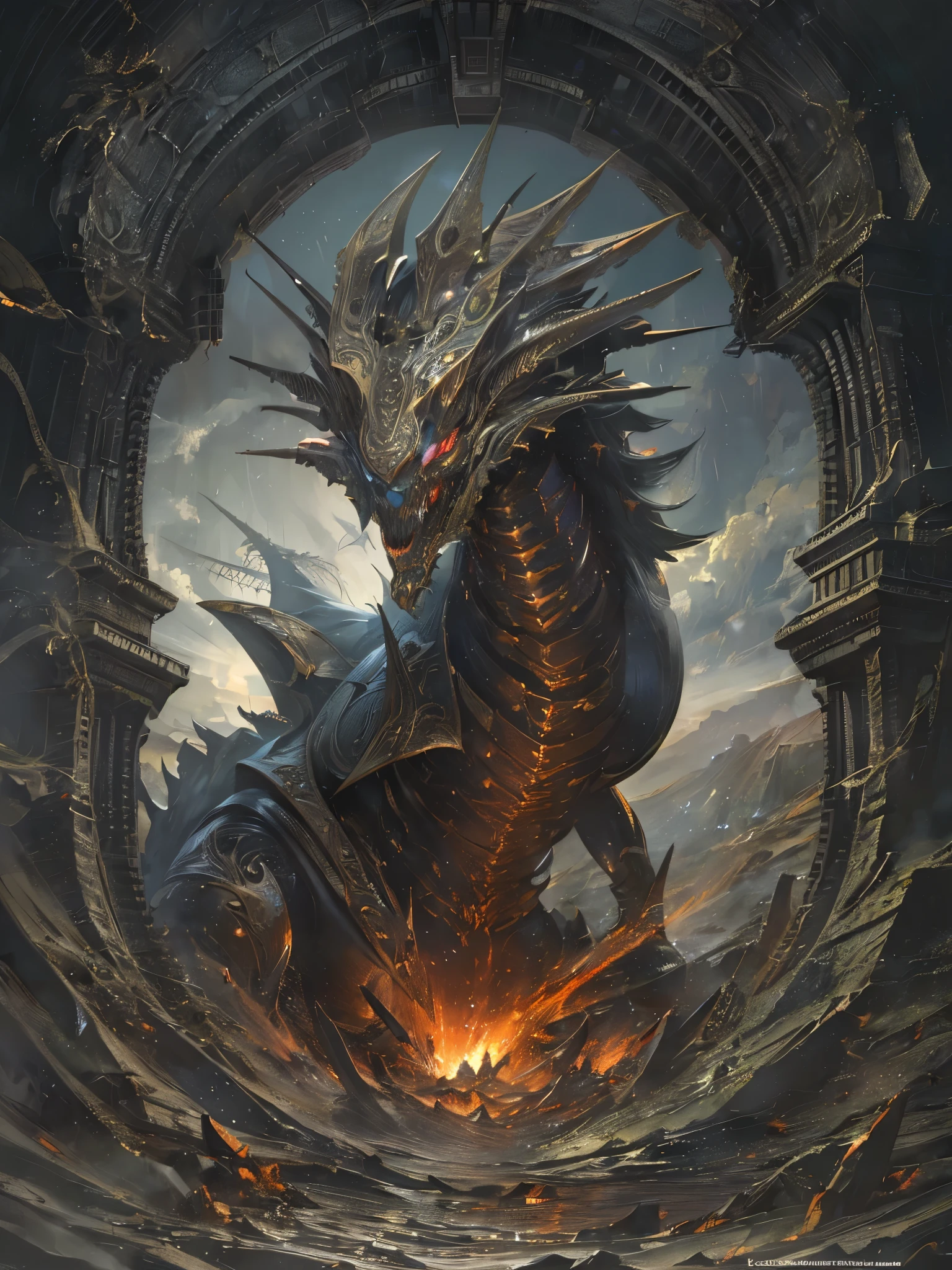 A close up of a dragon with a fire in its mouth - SeaArt AI