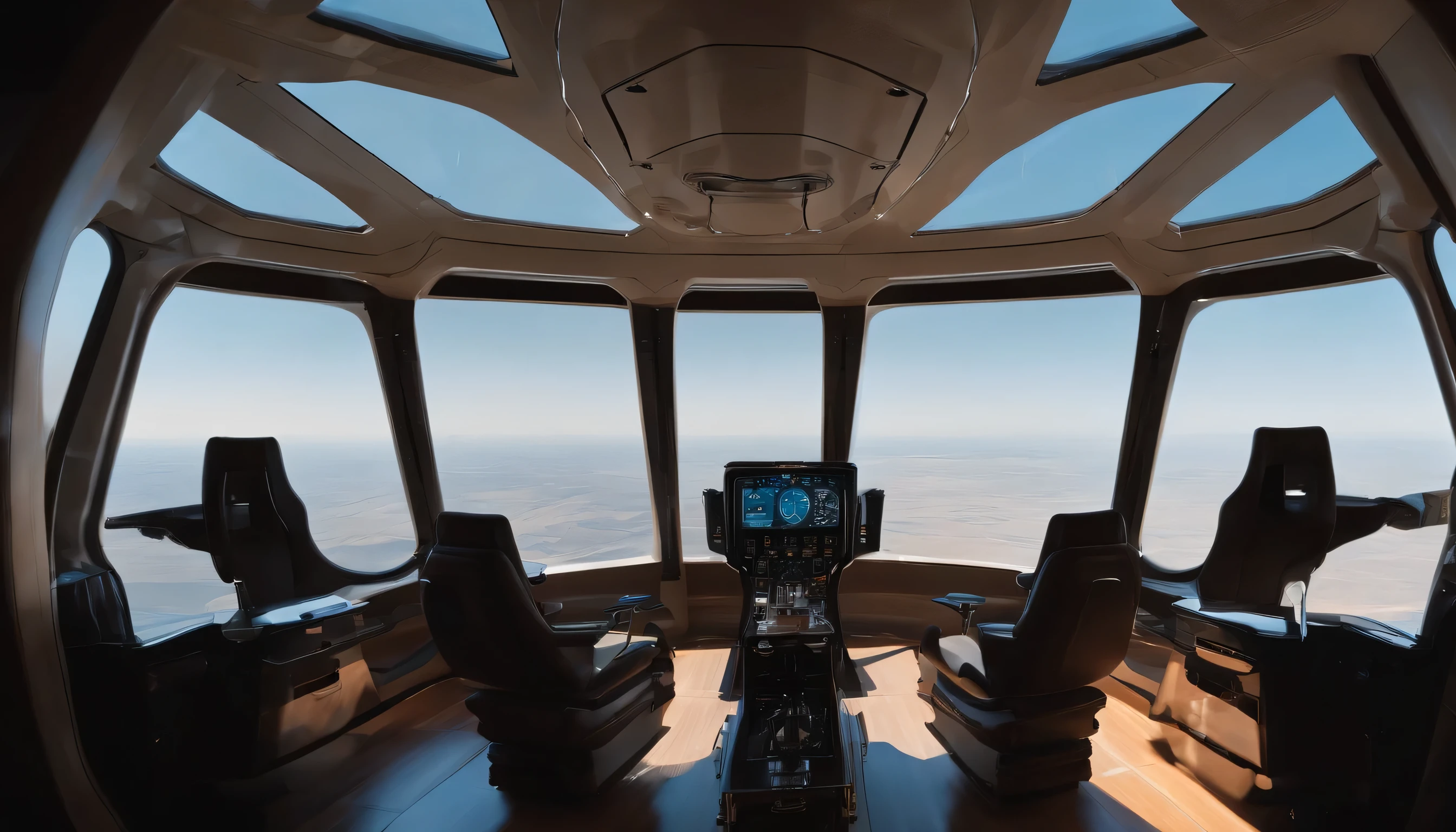 Relaxing in bed on a futuristic airship、Looking down at the view outside through a large window that stretches all the way to the floor。Large window pane on floor、The ceiling and glass windows、It&#39;s pitch black in the cockpit、All objects have precise shapes、The object is not blurred、Perfect contours、Perfect photo、Actual Photos、High resolution、delicate、８ｋ、