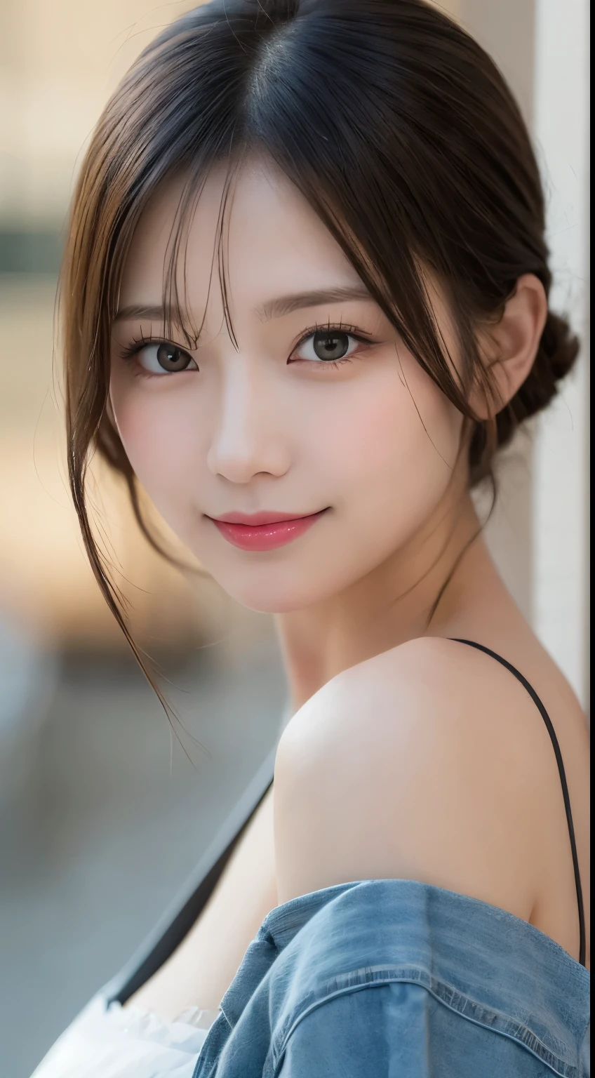 Tabletop, highest quality, shape, Very detailed, finely, High resolution, 8k wallpaper, 完璧なダイナミックな構shape, Beautiful and detailed,ランダムなcute髪,,Natural color lip, Bold sexy pose,smile、20-year-old girl、cute、Looking at the camera,Always blur the background,Perfect and beautiful face,Slim face and figure,Big eyes、Putting on gal makeup,Small face,Shooting from below、smile,Blurred Background,Elegant feminine face、Cyberpunk Fashion、Change pose randomly、Randomly change the shooting angle and position、smile、Top to bottom々Shoot from the right angle and direction、Sexy Face、Tight waist