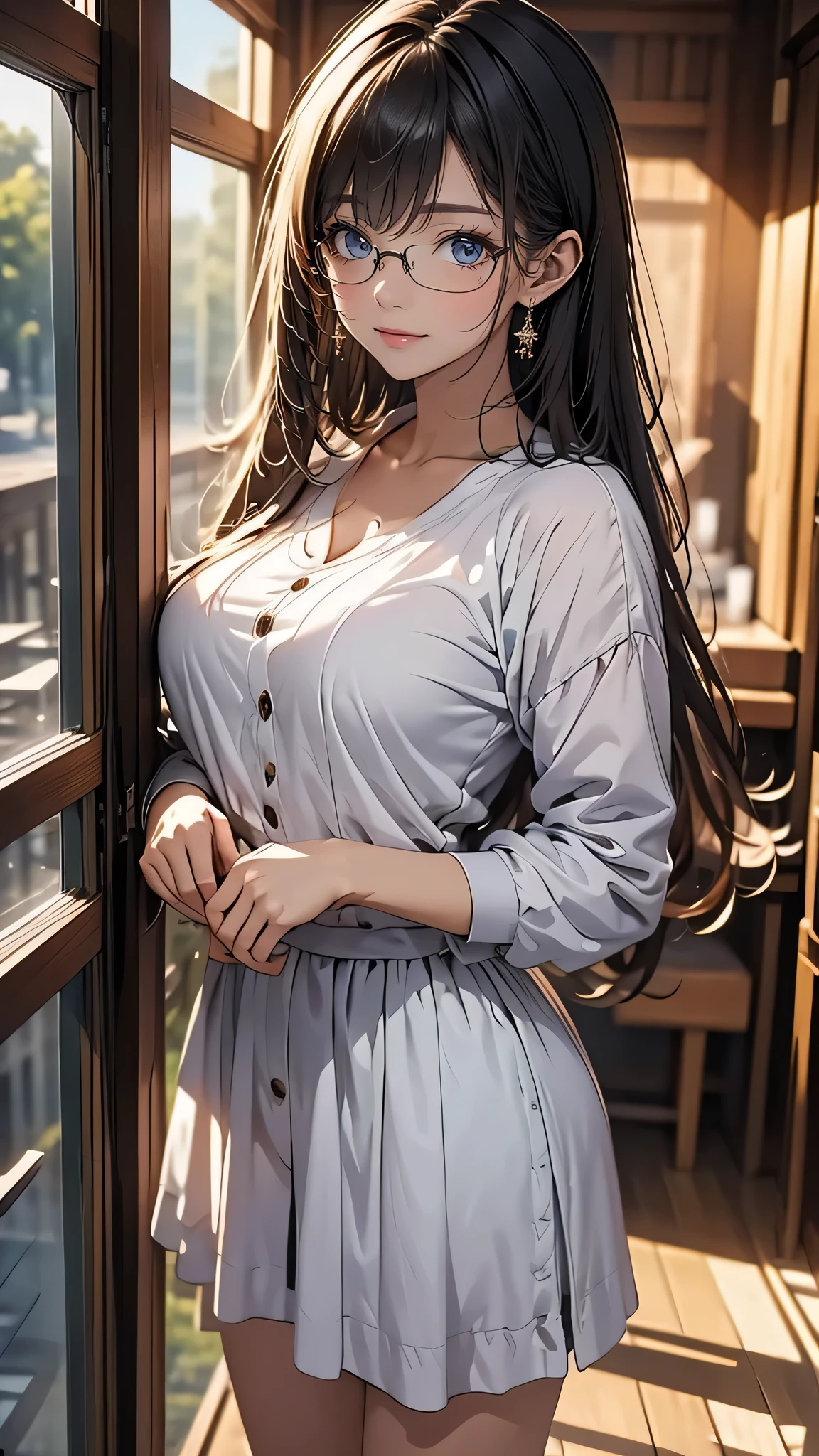 looking at viewer,high school girl,leaning forward,(random cute clothes),(random Lively pose),(Thin type),(large breasts),(random hairstyle),(Highest image quality, (8K), Ultra-realistic, Best Quality, High quality, High Definition, high quality texture, high detailing, Beautiful detailed, fine detailed, extremely details CG, Detailed texture, realistic representation of face, masterpiece, presence)