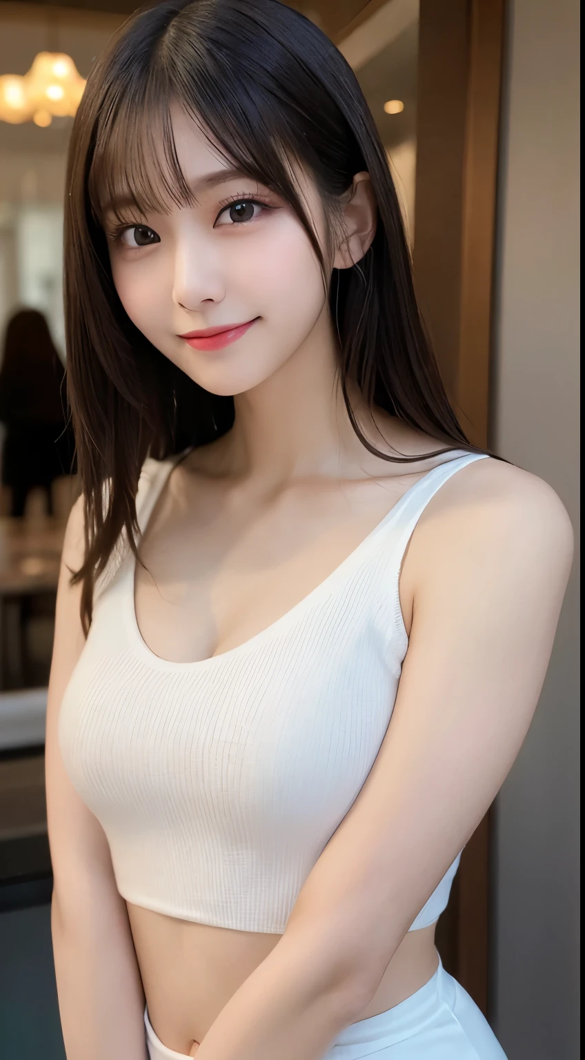 Tabletop, highest quality, shape, Very detailed, finely, High resolution, 8k wallpaper, 完璧なダイナミックな構shape, Beautiful and detailed,ランダムなcute髪,,Natural color lip, Bold sexy pose,smile、20-year-old girl、cute、Looking at the camera,Always blur the background,Perfect and beautiful face,Slim face and figure,Big eyes、Putting on gal makeup,Small face,Shooting from below、smile,Blurred Background,Elegant feminine face、Cyberpunk Fashion、Change pose randomly、Randomly change the shooting angle and position、smile、Top to bottom々Shoot from the right angle and direction、Sexy Face、Tight waist、The abdominal muscles are lightly cracked