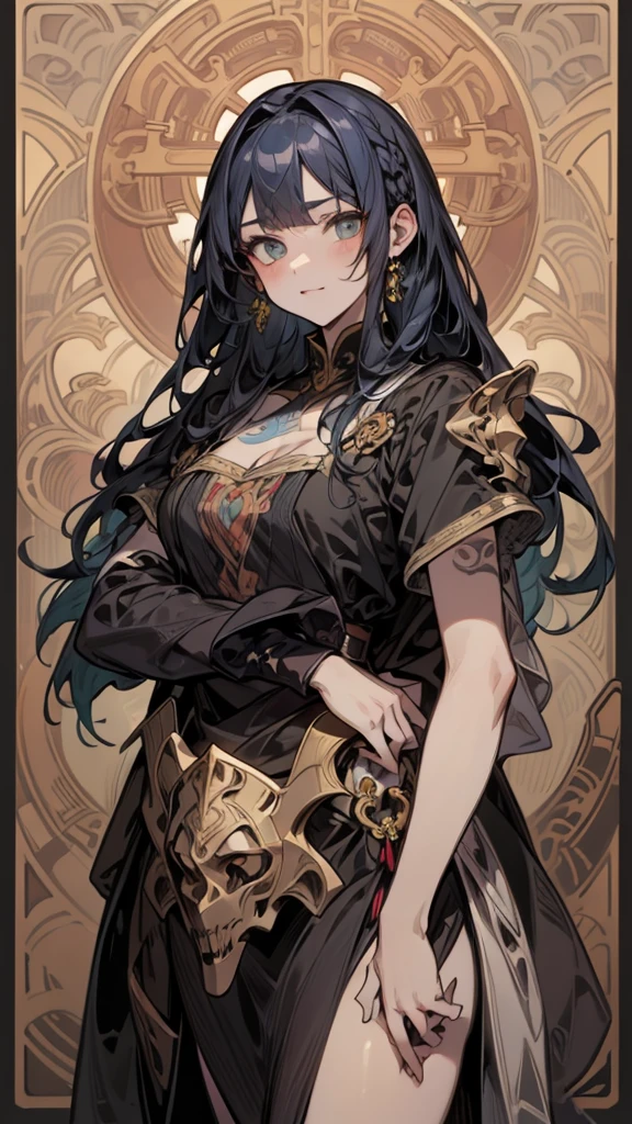 highest quality, High resolution, woman , color々Hairstyle、いろいろな髪color, (Alphonse Mucha:1.10),、Snake tattoos on both arms only
