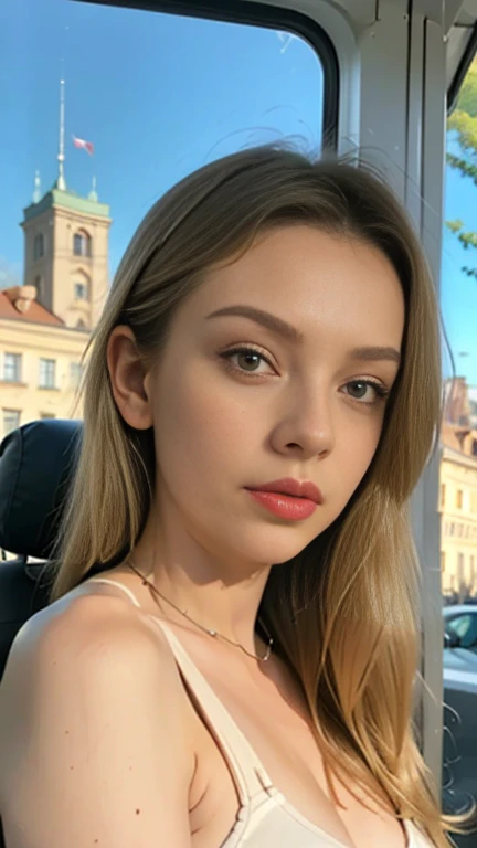 cute woman in warsaw in car