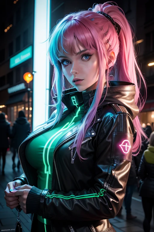 Zaubertrank-Fee, Elixiere der Verzauberung zusammenbrauen. Neon leuchtende Haare, echte Frau mit neon leuchtenden Haaren, echtes model, real, echtes photoshooting,