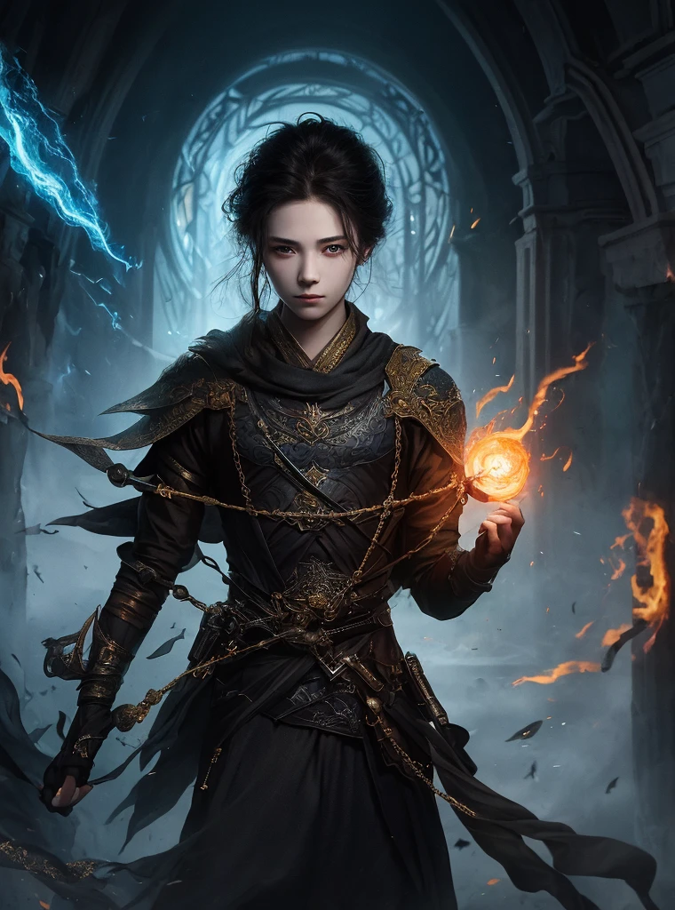 1 Girl,Solitary,masterpiece, best quality,fantasy,dark,shadow,
Face matters,the boy is important,the eyes are important,The character is the subject of the work,(Upper Body),
flame,ruins, spin magic,