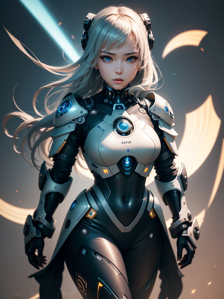 The Wind of the Future，Mechanical Beautiful Girl，technology，AI，Intelligent Armor，Strong combat capability，Photoelectric eye，striking appearance，Characteristic human appearance，Avant-garde and stylish design，masterpiece，（High Detail Skin：1.2）， 8K UHD--Automatic