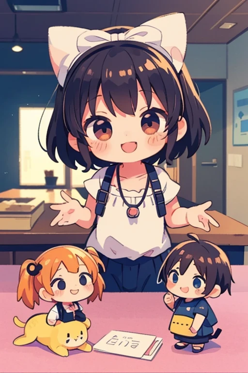 There is a keychain with a doll on it on the table., style as Nendoroid, ,smile, female explorer mini cute girl, Nendoroid, Nendoroid 3 d, Little ta Girl, cuteリアルな肖像画, cute!! Little!!! , Little style, Little anime girl, cute kawaii girl,
