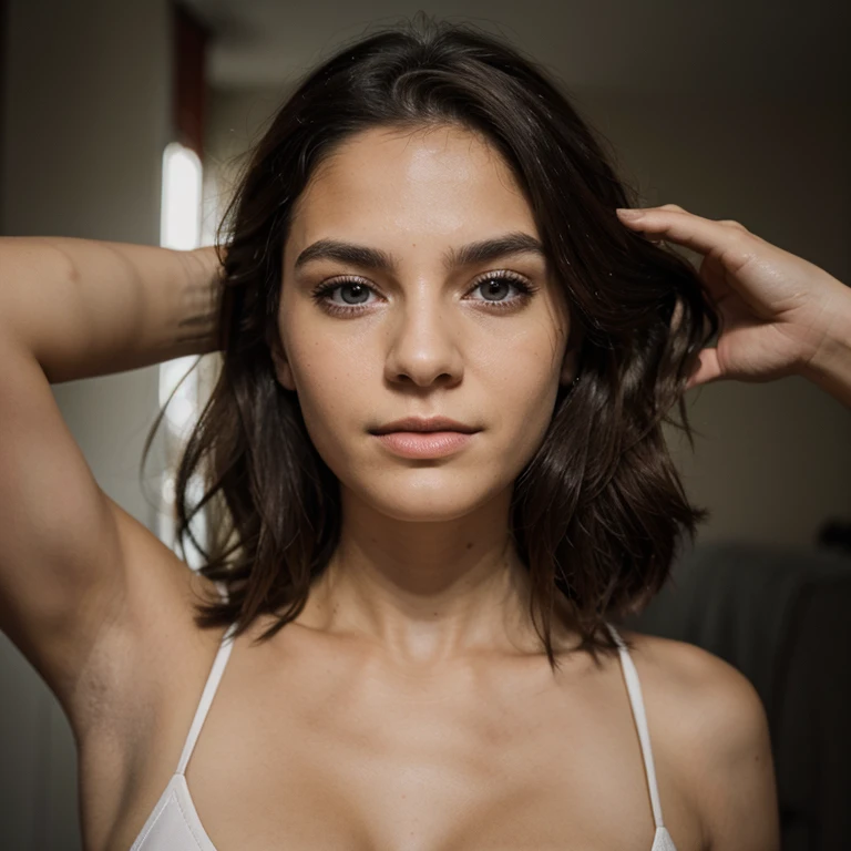 Photo brute, visage portrait photo d'une belle 26 ans.oh woman, Visage mignon, au café ☕️En train de boire le café ☕️