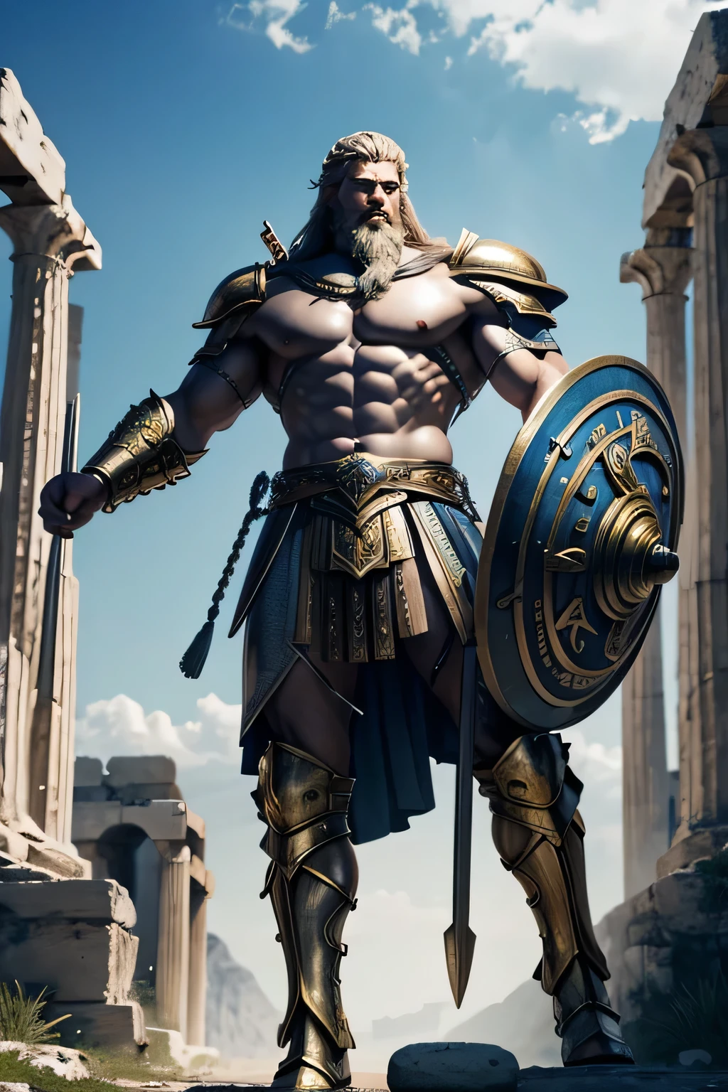 Greek mythological Zeus grew up with full armor