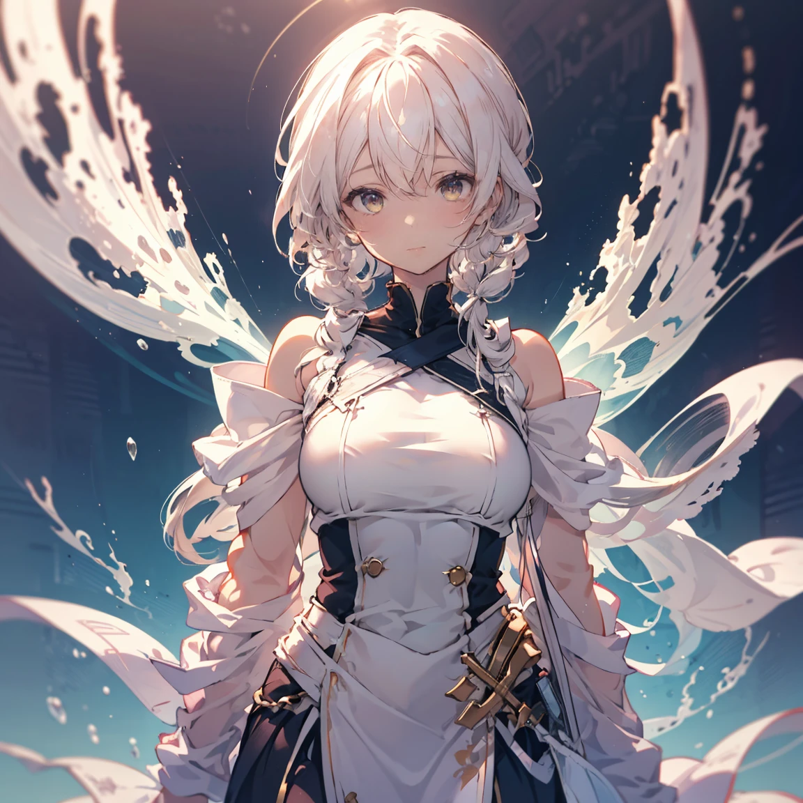 Night World, Perfect female body, 1 girl, Huge ahoge, Small breasts, Light Skin, Larger clothes,Fantasy,ghost