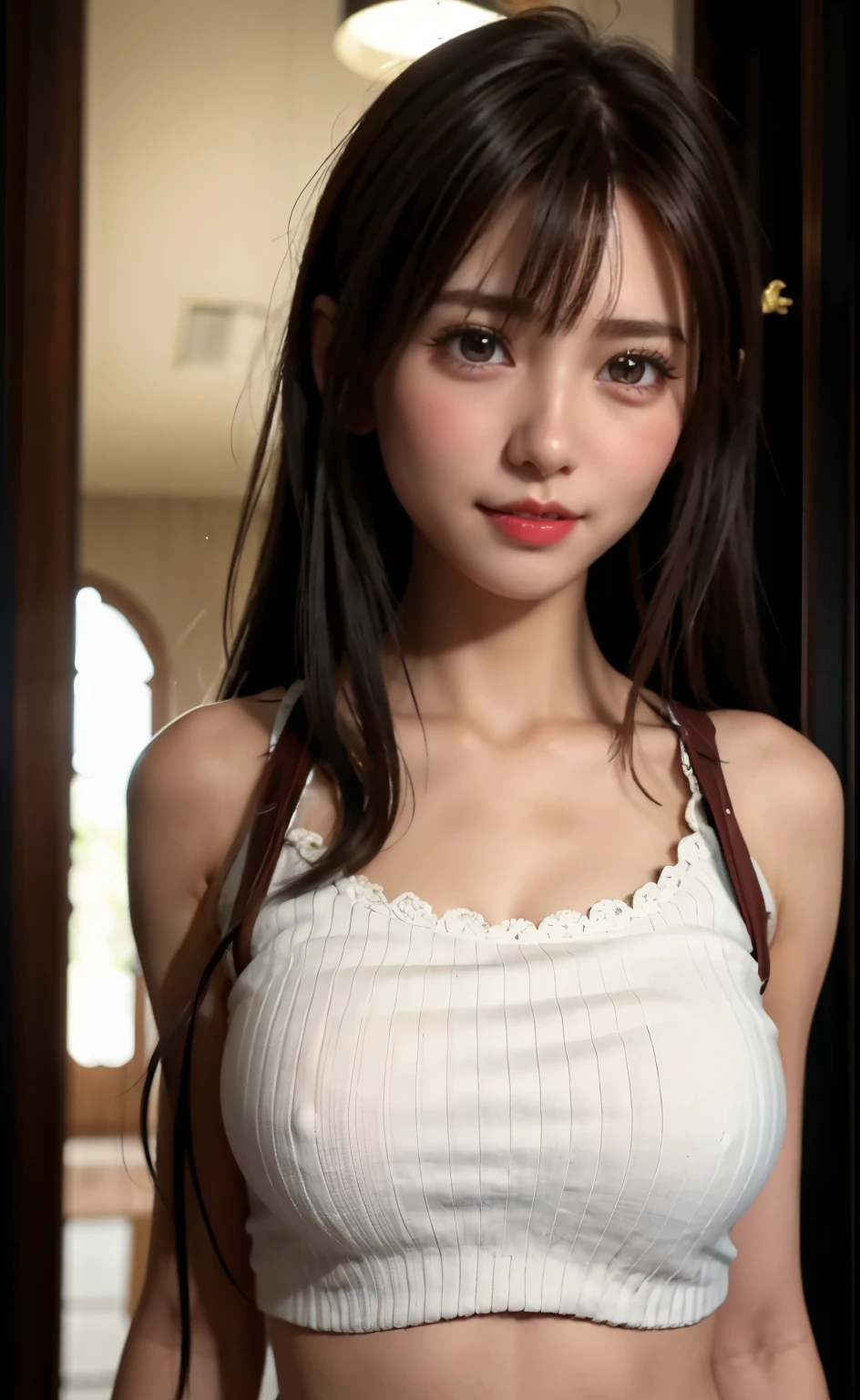 Araffe asian woman in white top and jeans posing for a picture - SeaArt AI