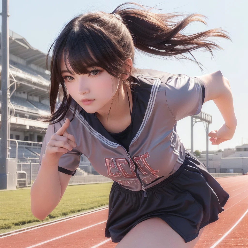 Running, pretty girl, Japan, white shorts