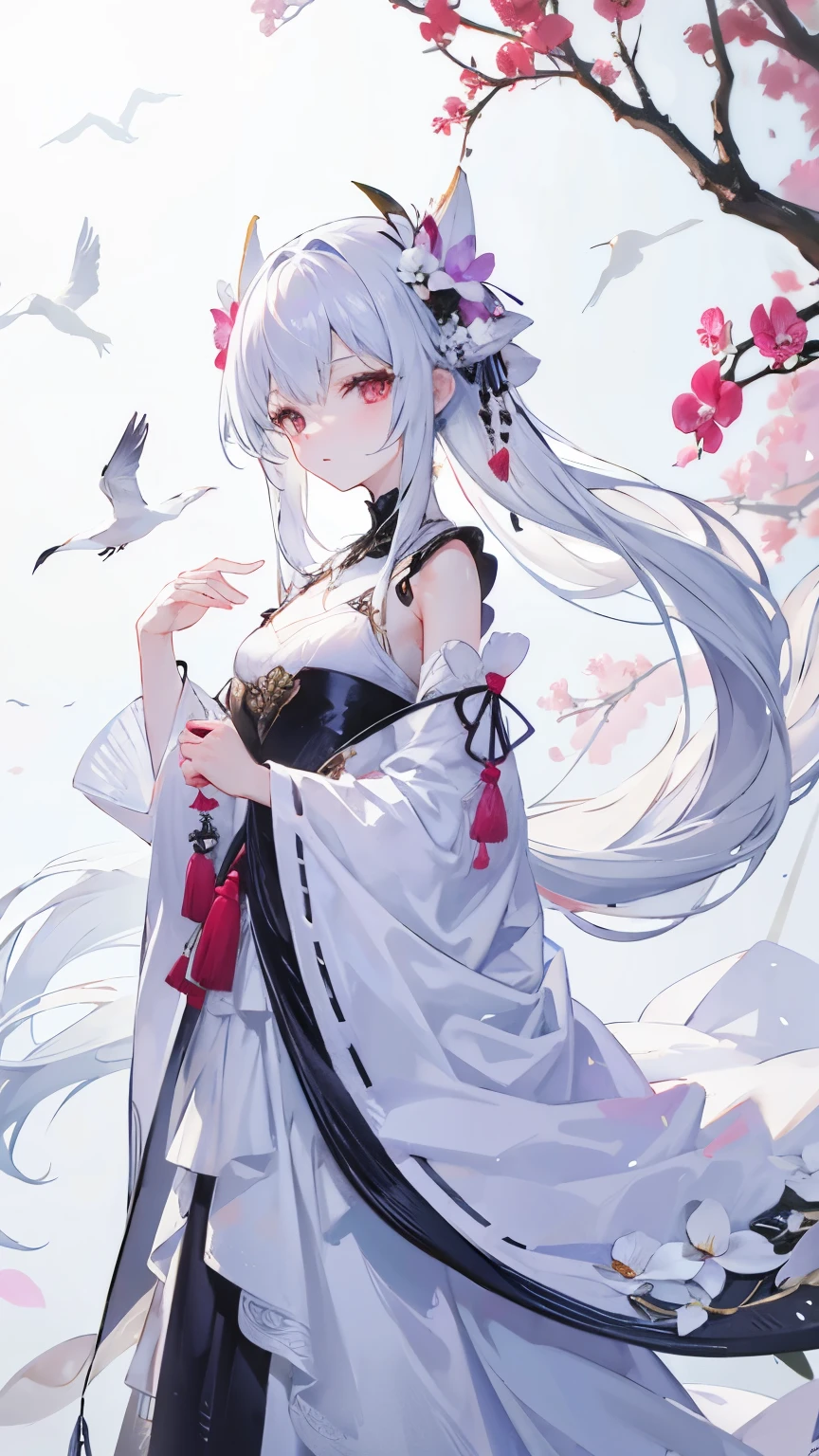 Orchids, white cranes