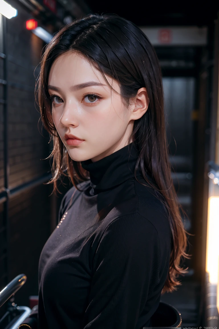 A stunning intricate full color portrait of zaraZof1, wearing a black turtleneck, epic character composition, by Ssunbiki, alessio albi, nina masic, sharp focus, natural lighting, subsurface scattering, f2, 35mm,