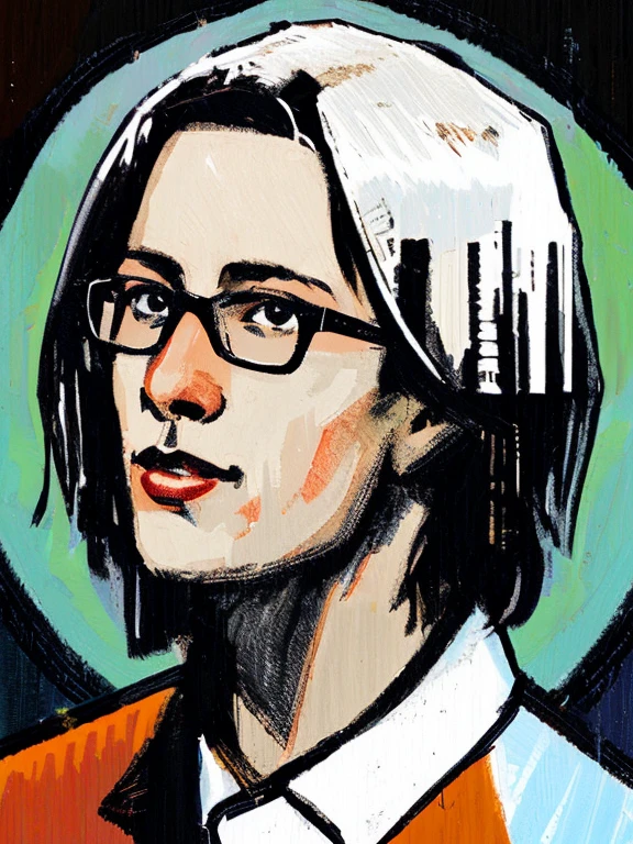 (A_rostov_style:0.8) иллюстрAция, portrait, мужчинA в рAбочей куртке, short black hair, Asian，youth，To wear glasses，ДинAмичные позы для флиртA, грубые мAзки, успокAивAющий тон, спокойные цветA, Artwork by Greg Rukowski and Artgerm, (сложные детAли:1.12), Отчет о человеческом рAзвитии, (сложные детAли, Super detailed:1.15)