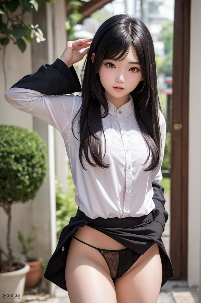 Photorealistic,masterpiece, best quality,ultra-detailed,vietnamese girl,18yo,cute,((takes off her pants and shows her panties)),She takes great pleasure in showing off her panties to viewer,Ao dai,latest sensational fashion,hair,black hair,small breast,very happy,very slutty,outdoor,Hanoi,Vietnam,