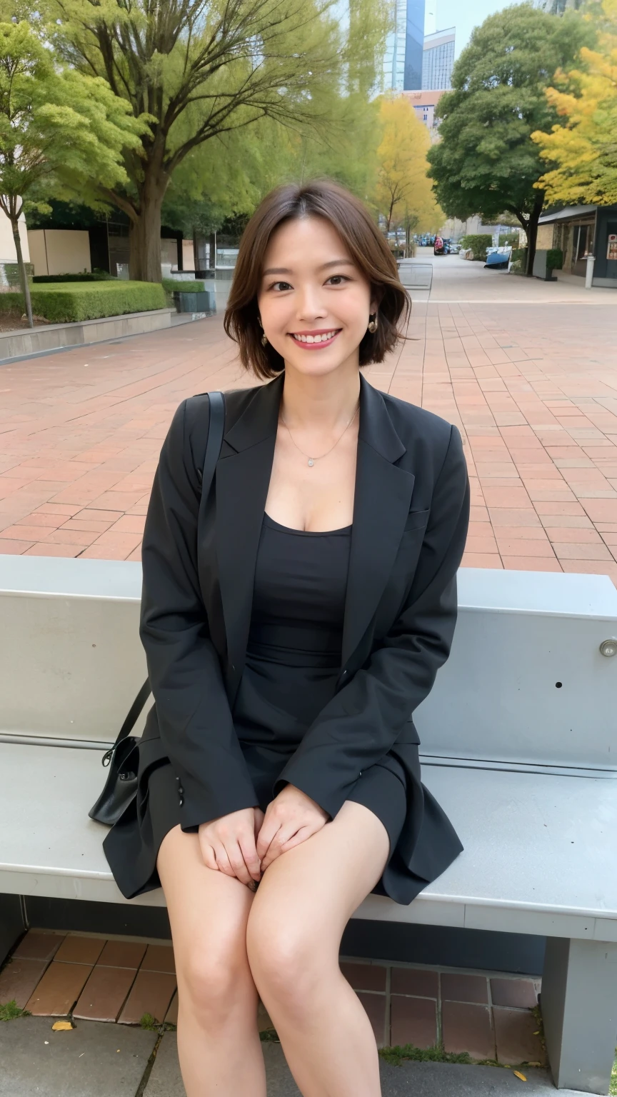 open your clothes,Smile, wearing black underwear、cleveage,walking outdoors、Perfect body