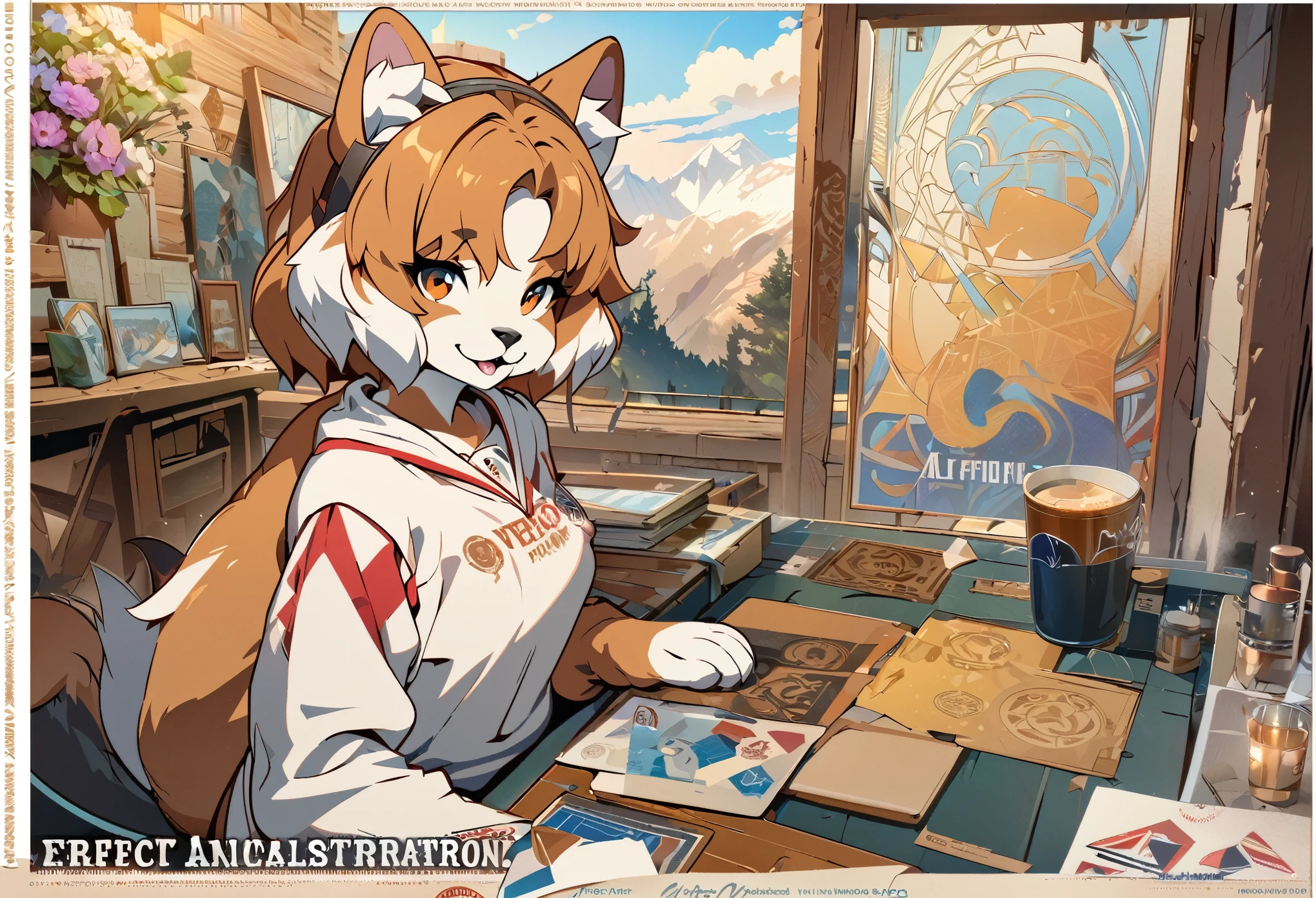 highres, top quality, best quality, paid reward available, High-quality illustrations by Alfons Mucha, unparalleled masterpiece, perfect artwork, absurdres, logo mark, stamp, Geometric pattern, vector-art, masterpiece(kemono, furry anthro)flower,