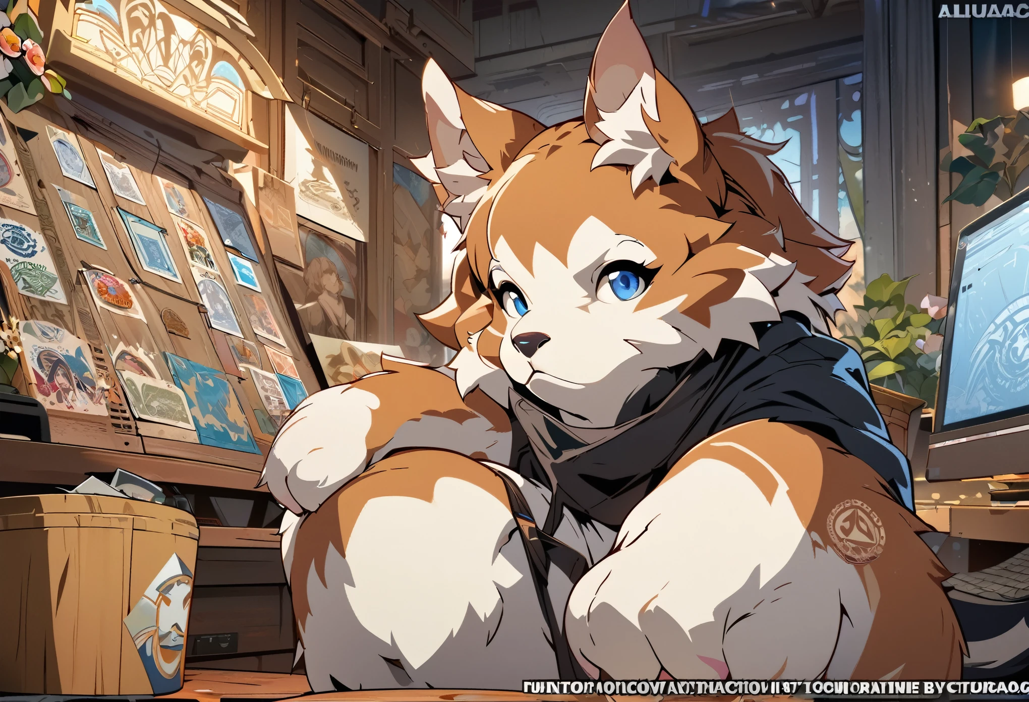 highres, top quality, best quality, paid reward available, High-quality illustrations by Alfons Mucha, unparalleled masterpiece, perfect artwork, absurdres, logo mark, stamp, Geometric pattern, vector-art, masterpiece(kemono, furry anthro)flower,