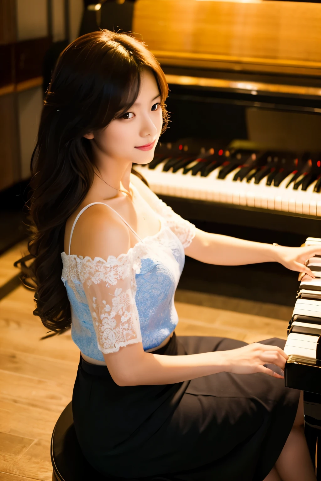 A lady playing piano