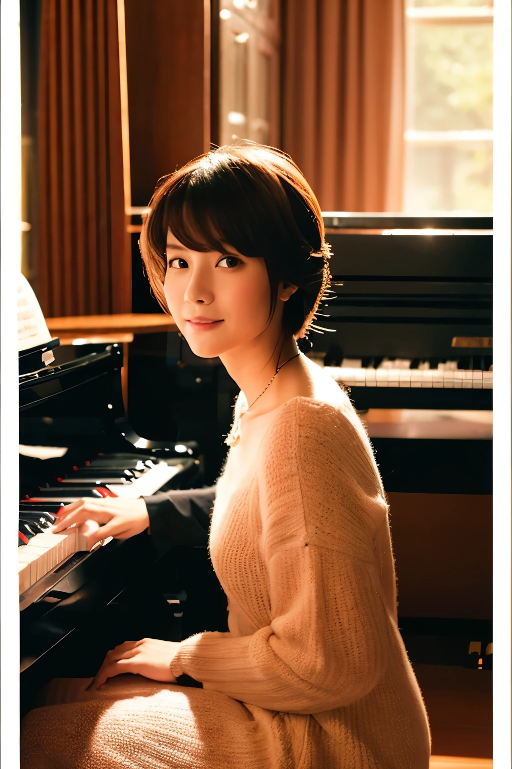 A lady playing piano