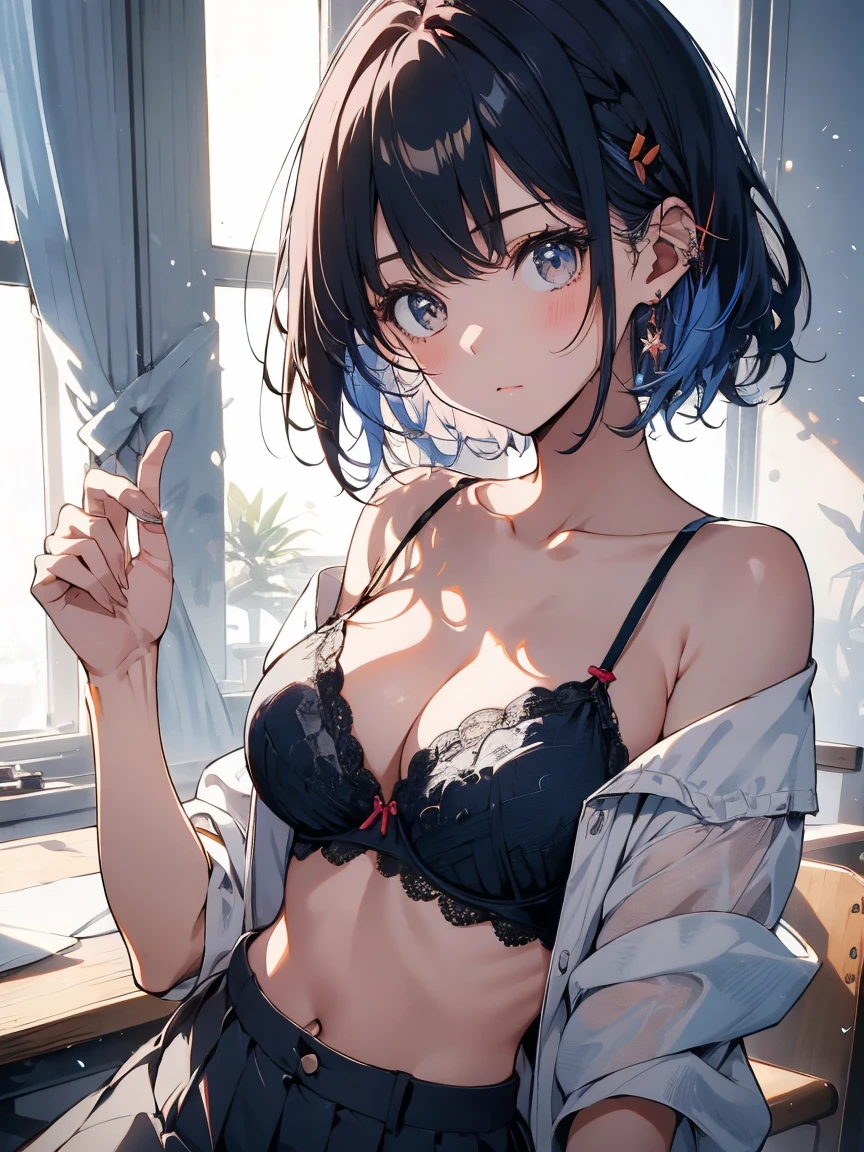(highest qualityのイラスト:1.2), (cute girl:1.1), (1 girl, alone:1), ピンクのgood、Blue Bra、Green bra、Grey Bra、light Grey Bra、 Striped bra、水玉模様がgood、goodチェック柄、
cute、good、kids good、sporty、camisole、Cotton panties、School Skirt、Blake Black Hair、Blue Hair、Brown Hair、extra belly short hair、
short hair、Middle Hair、Hair length、Wavy Hair、Curly Hair、Pale pink braids、Princess Cut、Bobcut、、(evening、evening、Orange sunlight:1.2)、
(highest quality、Very detailed、Very detailed and beautiful、超A high resolution、Arm details:1.2)、