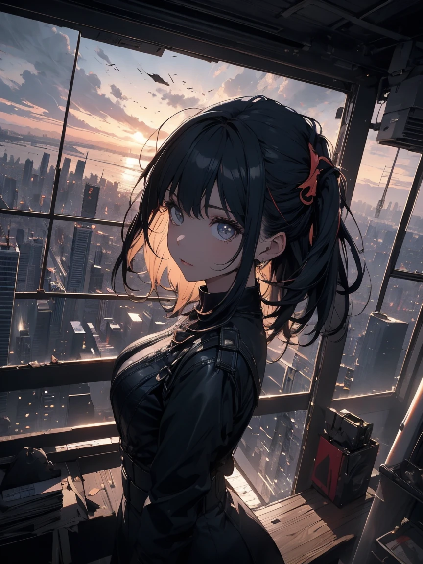 Absurd, High resolution, Very detailed, (One Girl:1.3),Remains、 Complex architecture, break , Creating a destructive image of the devil, It has horrible features, Dark Power, A desire for chaos and destruction. break , Capture unique and diverse perspectives, Curved perspective. break , Add rooftop views to your cityscape, Panoramic cityscape,
