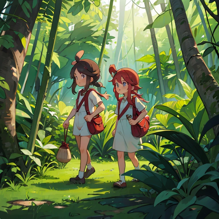 Girls exploring the Malaysian jungle