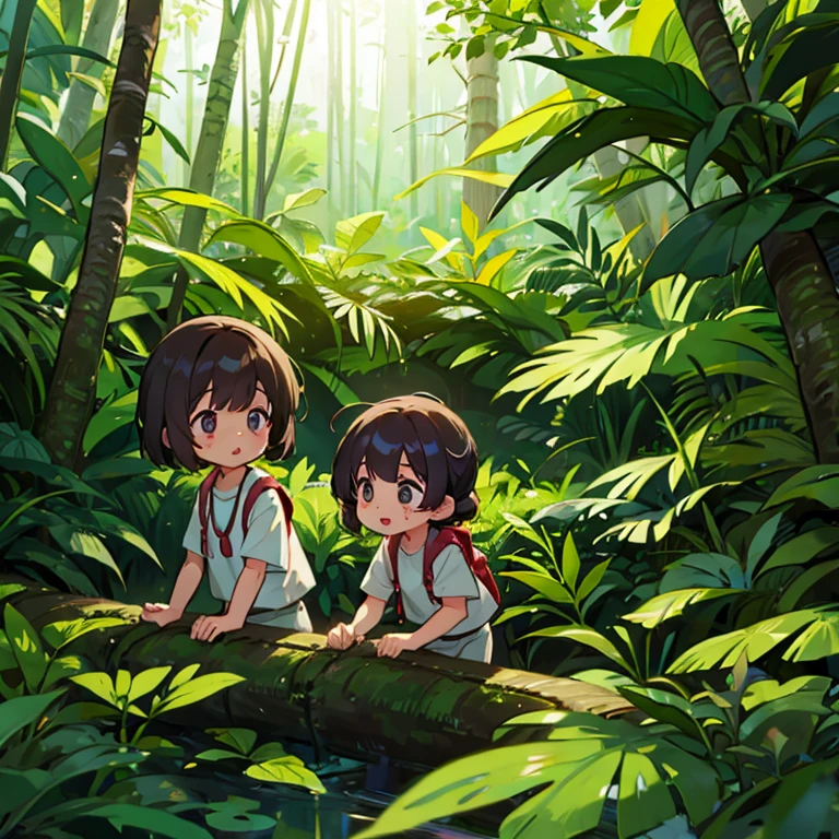 Girls exploring the Malaysian jungle