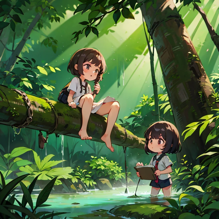 Girls exploring the Malaysian jungle