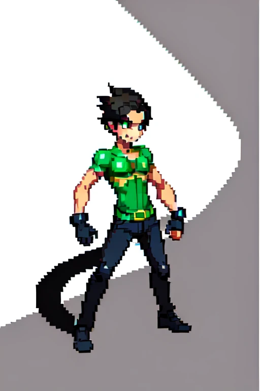 (obra de arte, qualidade antiga, melhor qualidade), Pixel,Pixel art,1 ben10 com omnitrix,personagem principal do jogo,(estrangeiro:0.2),(vermelho:0.12),(laranja:0.2),
