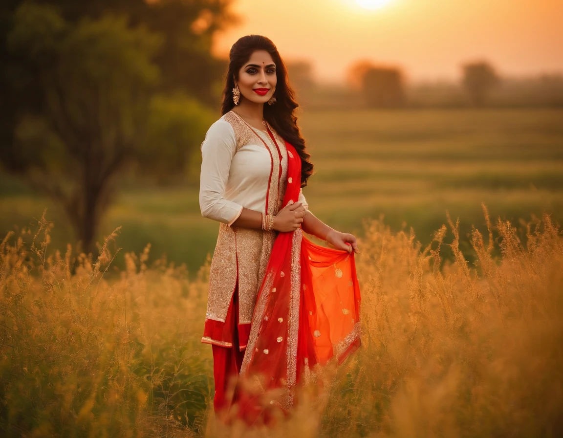 Punjab roller area farmhouse sunset time one girl where the white clothes Punjabi tradition cloth girl height 5.9 girl waiter 75 booms size 36 ass size 36 sexy
