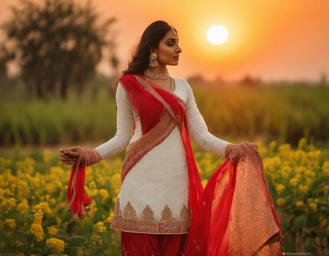 Punjab roller area farmhouse sunset time one girl where the white clothes Punjabi tradition cloth girl height 5.9 girl waiter 75 booms size 36 ass size 36 sexy