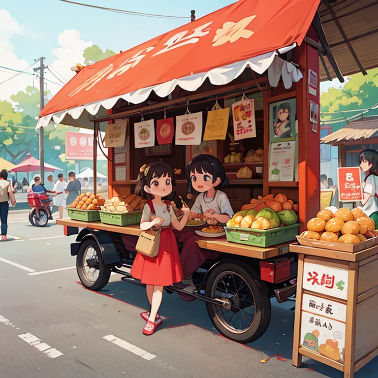 Girls on a foodie journey at food stalls in Vietnam