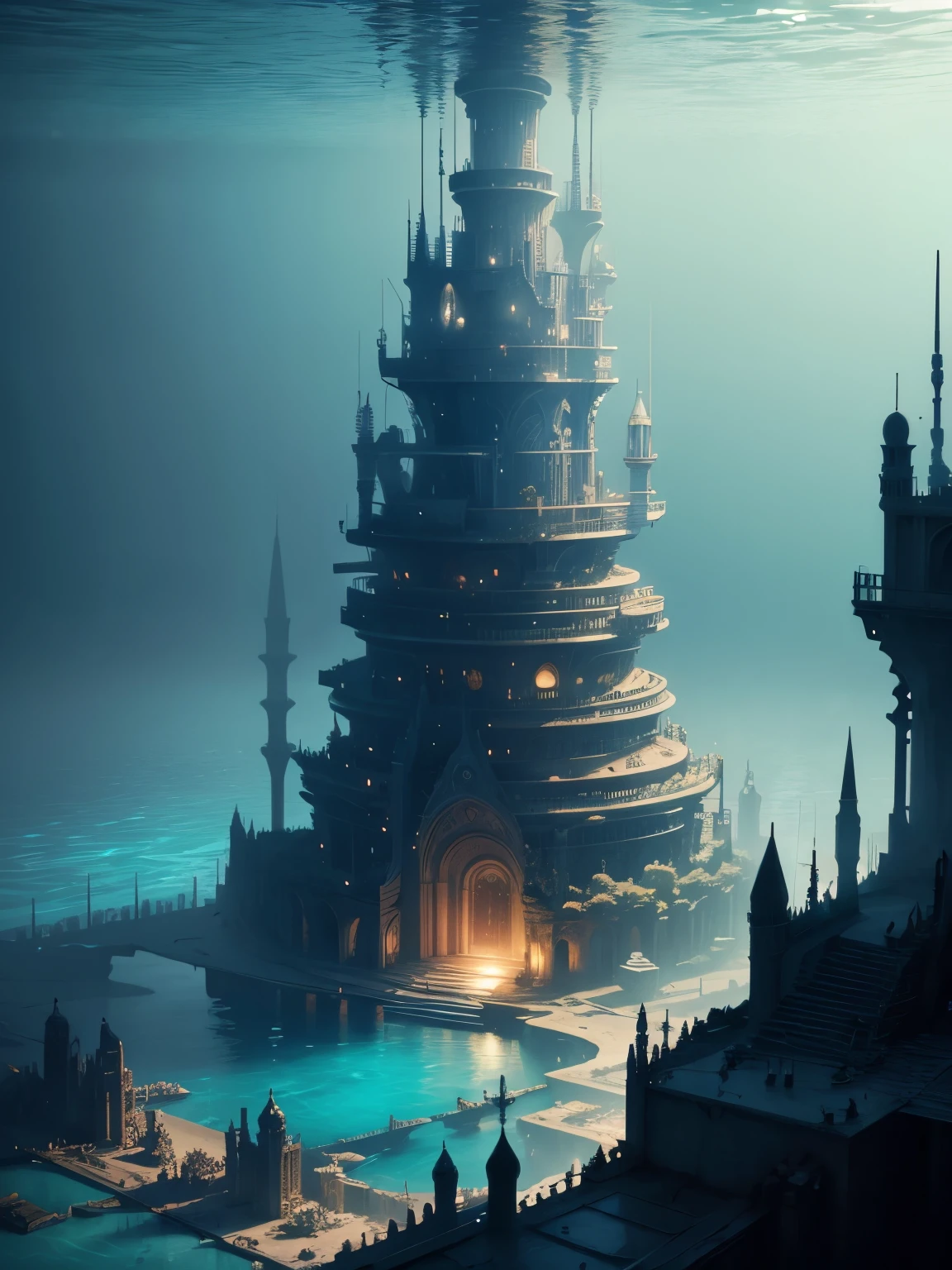 underwater city, ultra detailed, high quality, 8k resolution