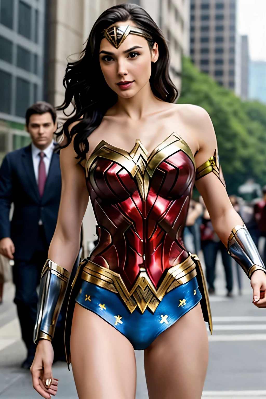 Gal Gadot、Wonder Woman、smile、Sexy body、In the middle of the city