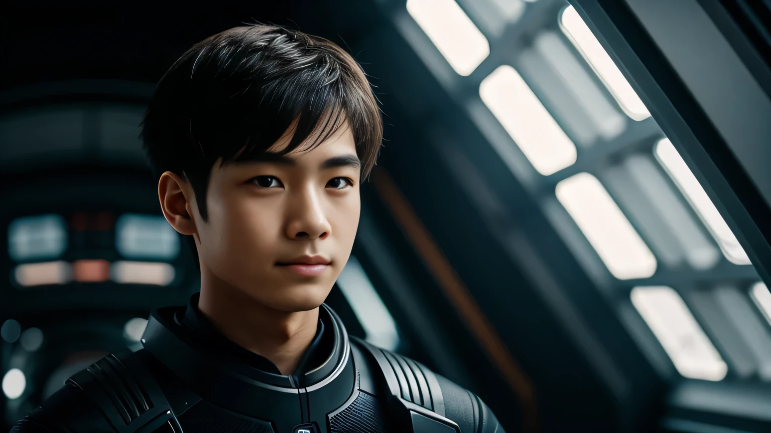 One young person from 100 years in the future、Facing forward、8k