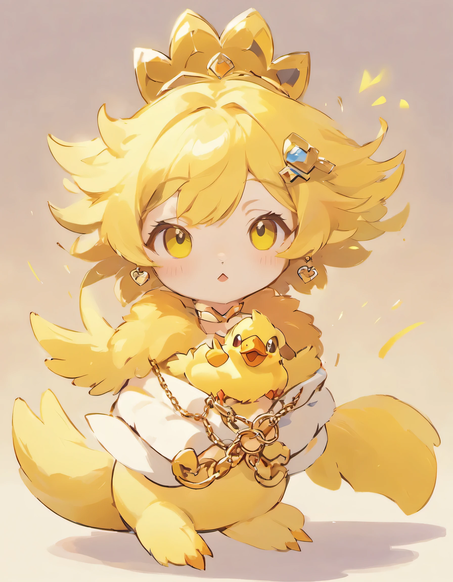 Chick with Tsai Xu&#39;s hairstyle（Up to the duckのポケモン）Up to the duck，Wearing a large gold chain，Wearing a Rolex，Wearing a gold ring