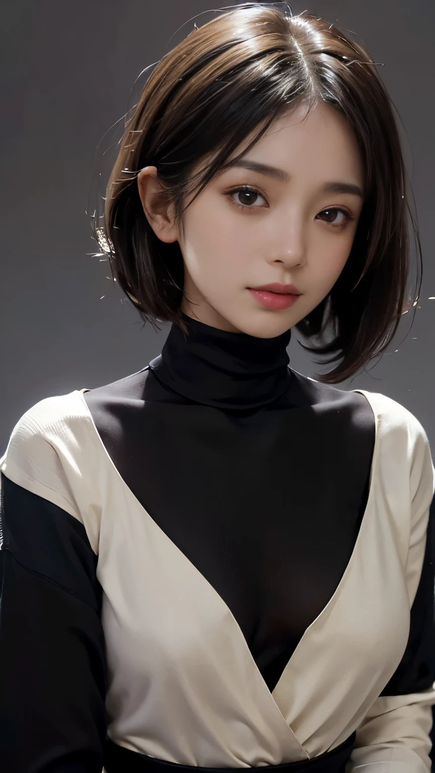 ((カフェの前に座るMature Woman)),((Turtleneck shirt:1.3)). 40k, photograph, masterpiece, highest quality, Dark Gray Background, ((Mature Woman, wife, mother, Mature Woman)), ((Plump breasts)), perfectionな顔, perfection , ((Large breasts)), ((1 girl with brown eyes and beautiful light black hair)). Beautiful Japanese Women，Ample, soft breasts and white skin, ((Very soft breasts)). Highly detailed face, Fine grain, Embarrassing, smile, summer, Daytime, (((Slave Collar))), (Headshot 1.5)